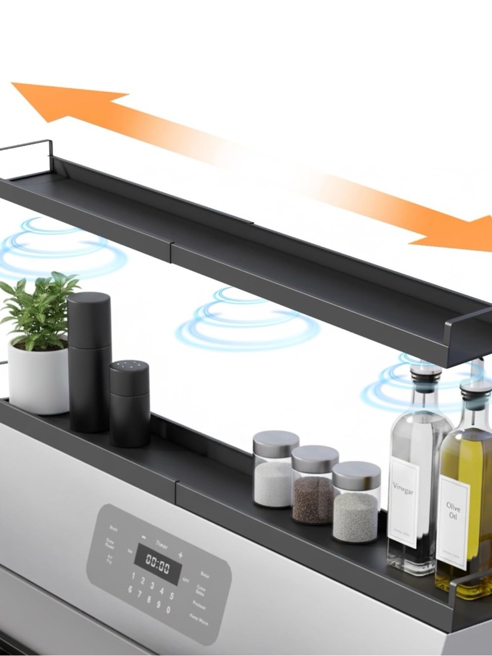 Magnetic Stove Top Shelf for Up To 30" Stoves, Over Oven Spice Rack Organizer - Picture 3 of 9